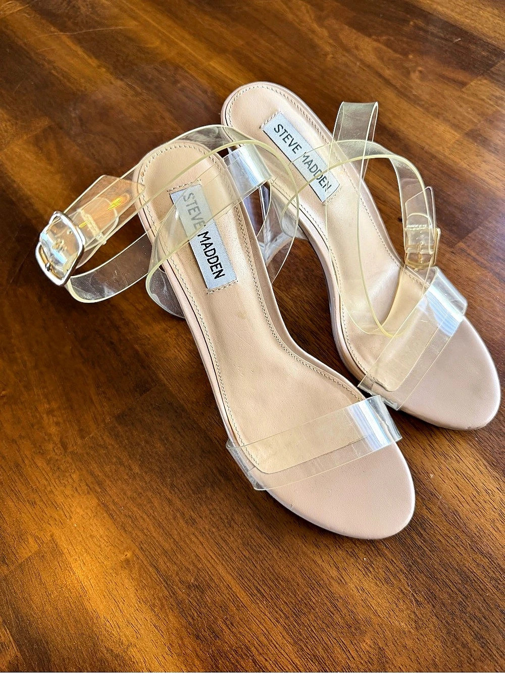 Steve Madden Clearer Clear Heels Pink Accents